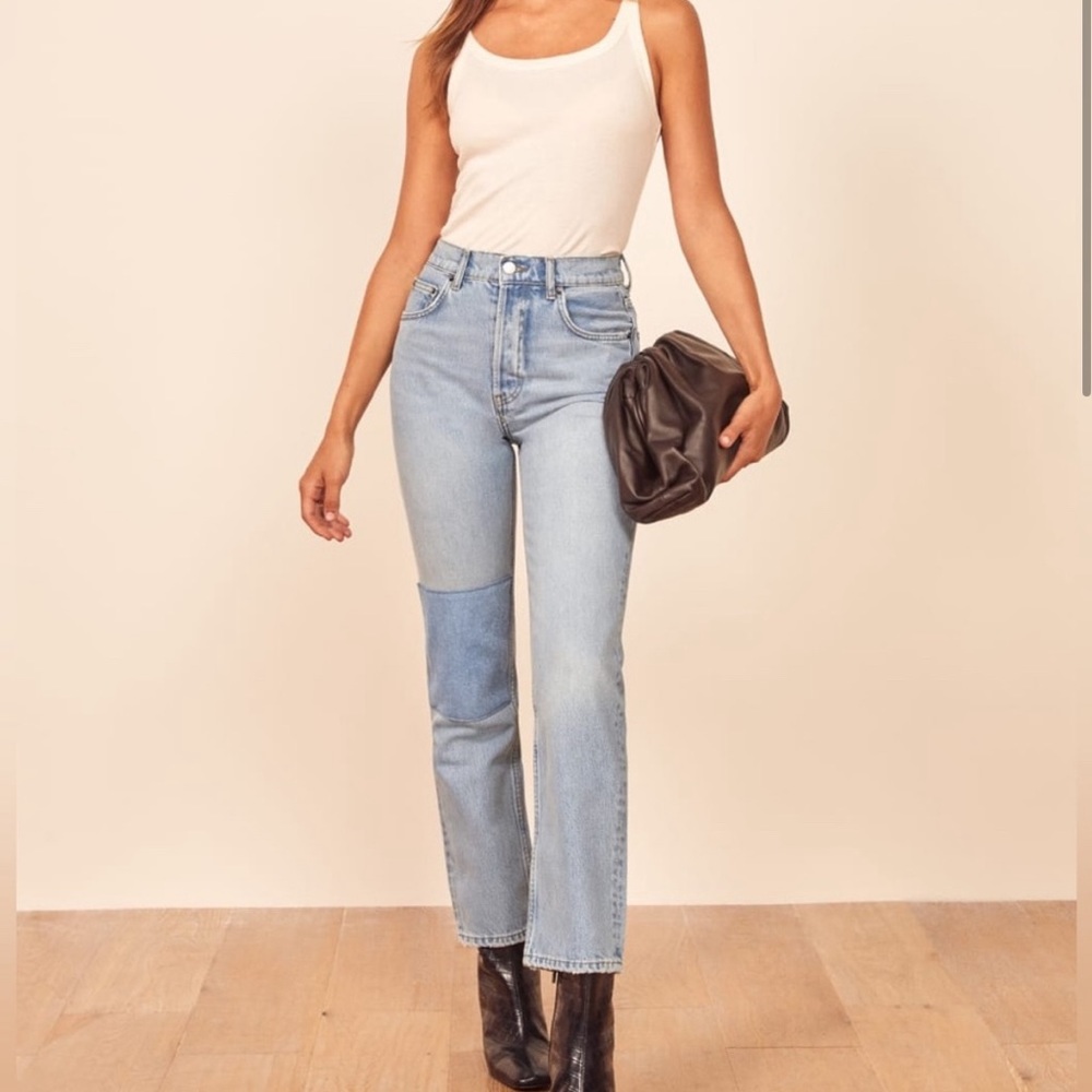 eformation Cynthia Patch High Rise Straight
Denim Jeans 25